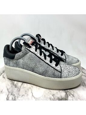 Ash Cult Platform Crackle Leather Trainers 40 Luxe Athleisure Classic Edgy